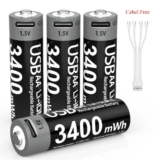 סוללת AA נטענת עם חיבור USB Type-C